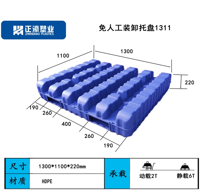 1300*1100*220免人工裝1300x1100|免人工裝卸|中空吹塑|