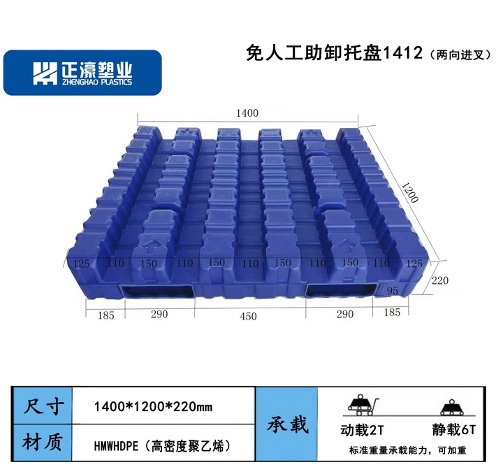 1400*1200*220免人工裝1400x1200|免人工裝卸|中空吹塑|